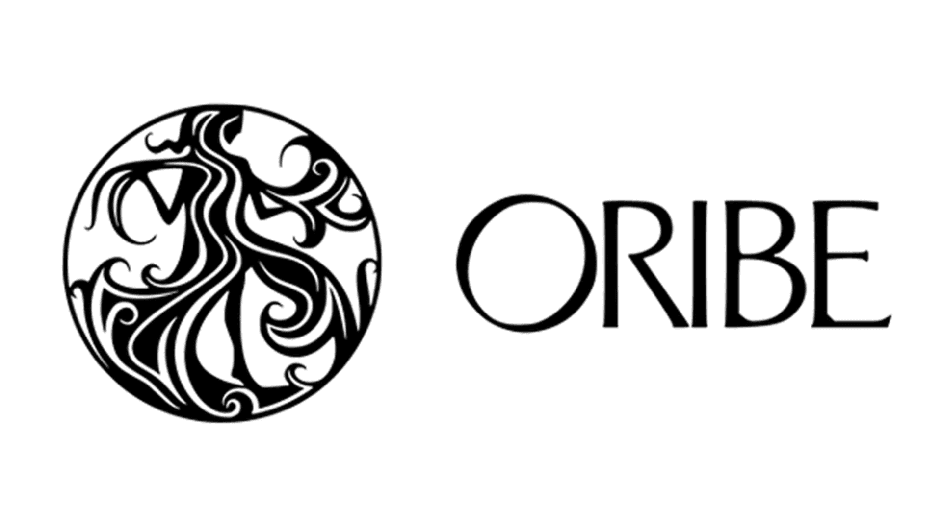 Ornate Oribe logo with a stylized, swirling design.